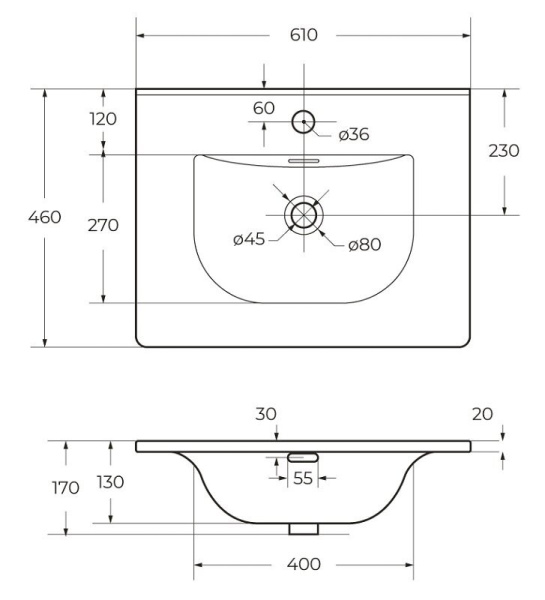 Раковина BelBagno Uno BB-8099-60